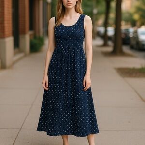 Old Navy Women’s Large Navy Polka Dot Sleeveless Maxi Dress